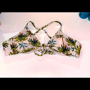 tropical bathing suit top with cross backing